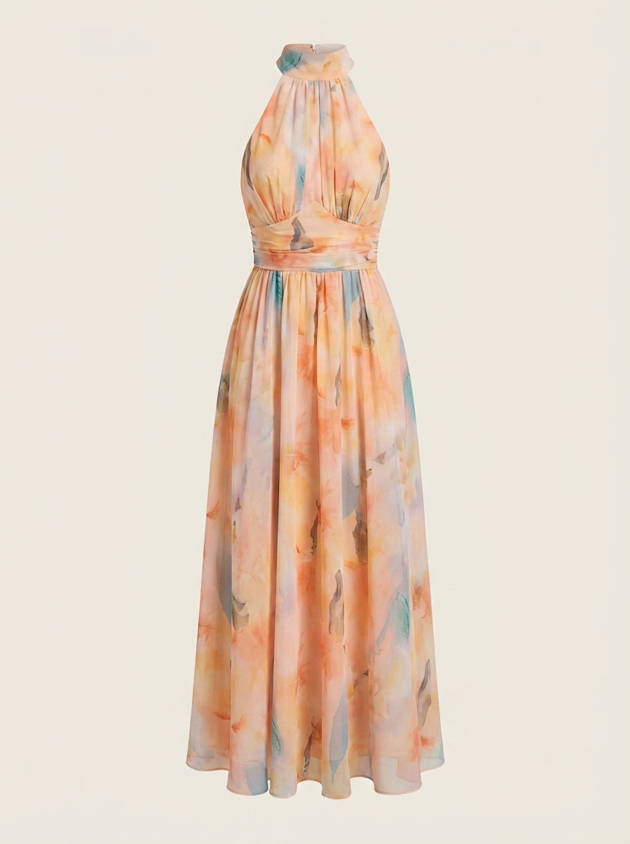 Esther - Vestido Halter con Estampado Acuarela
