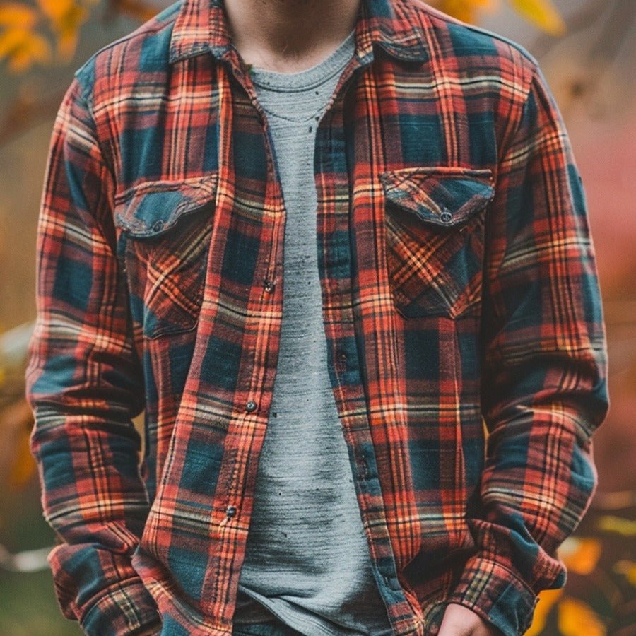 Printed and fleece men's pocket shirt