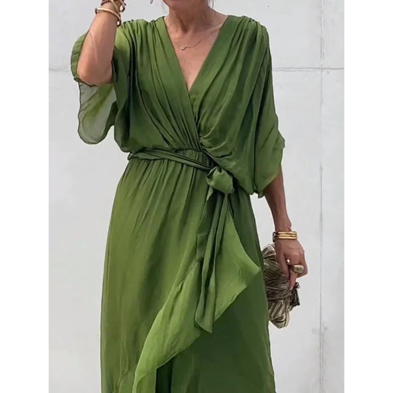Elegant Bat Sleeve Long Dress