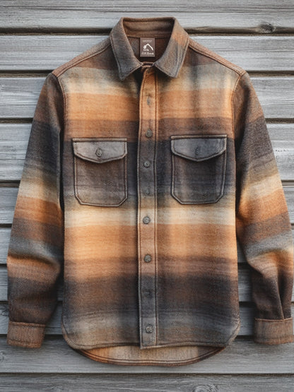 Printed and fleece men's pocket shirt