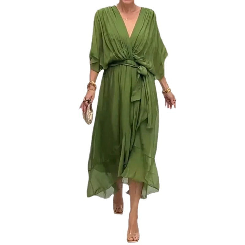 Elegant Bat Sleeve Long Dress