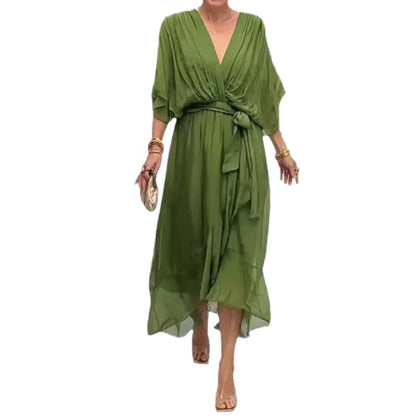 Elegant Bat Sleeve Long Dress