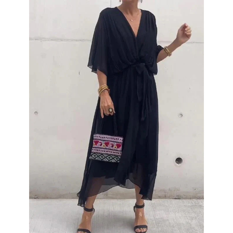 Elegant Bat Sleeve Long Dress