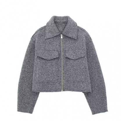 Street style tweed short jacket