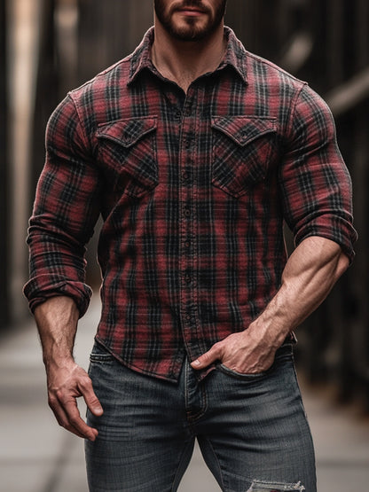Printed and fleece men's pocket shirt