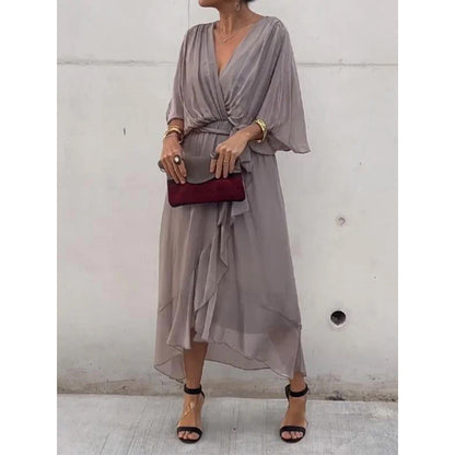 Elegant Bat Sleeve Long Dress