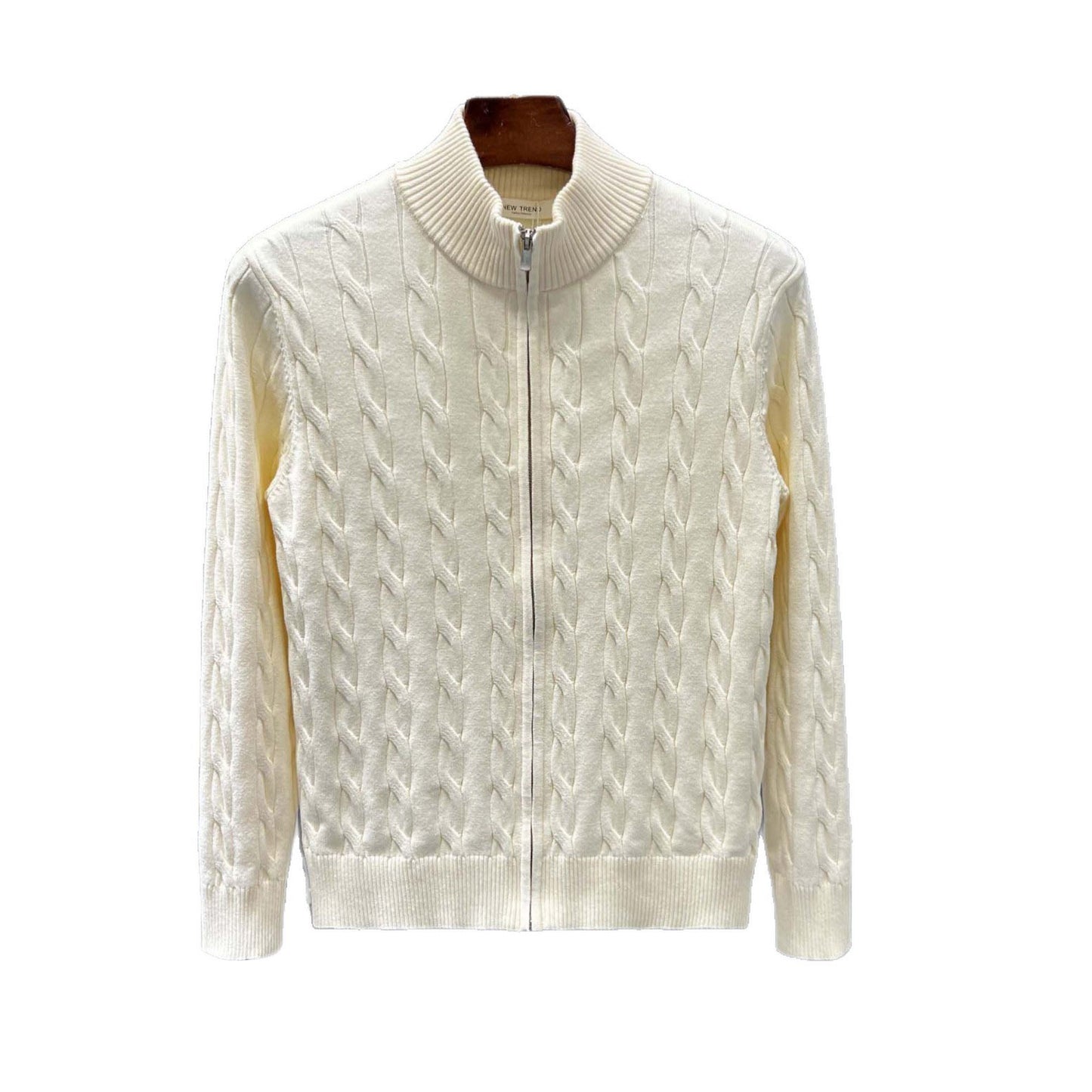 Plus-size cable knit sweater for men