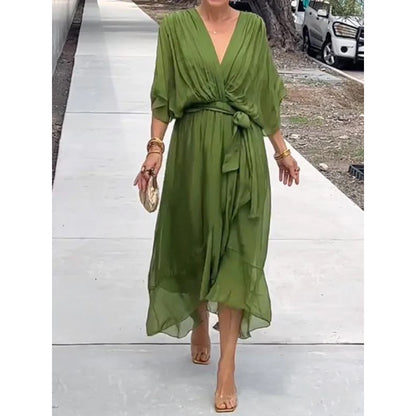 Elegant Bat Sleeve Long Dress
