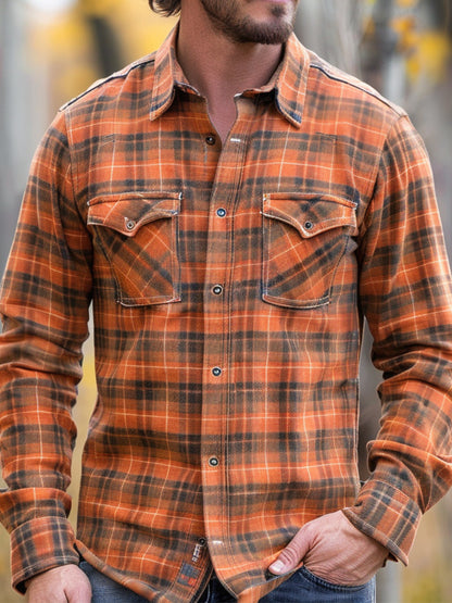 Printed and fleece men's pocket shirt