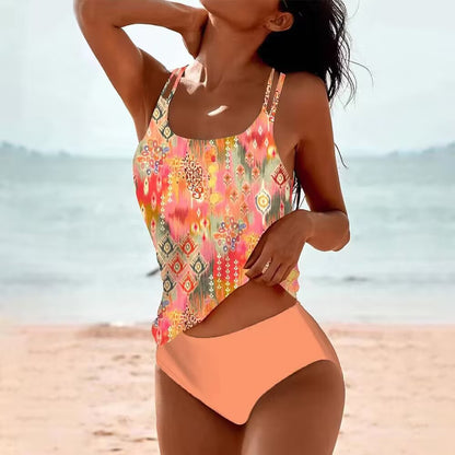 Vintage Print High Waist Bikini Set