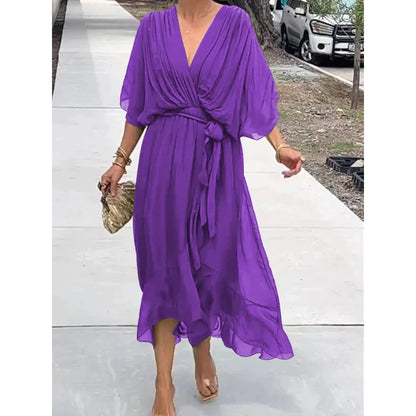 Elegant Bat Sleeve Long Dress