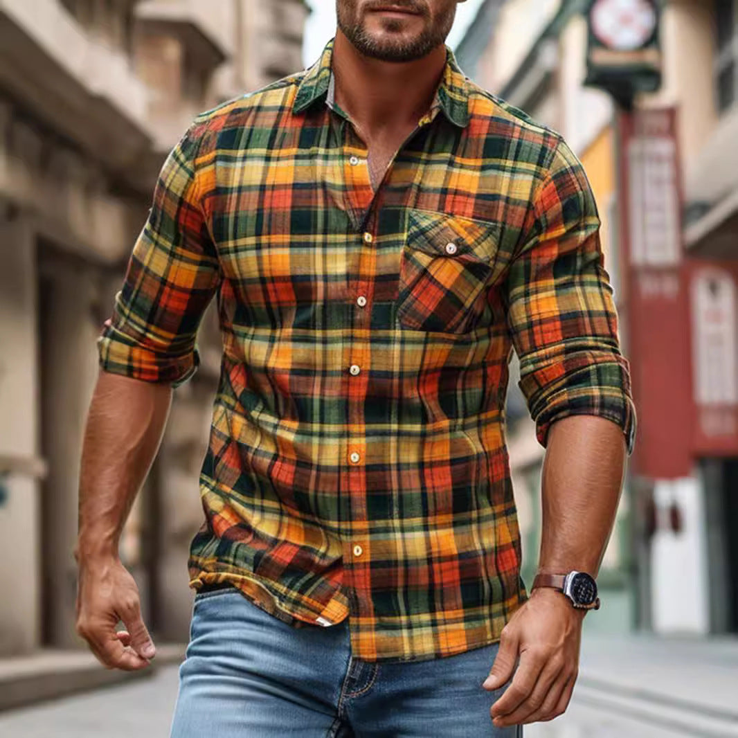 Printed and fleece men's pocket shirt