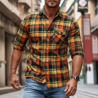 Printed and fleece men's pocket shirt