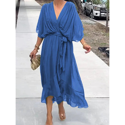 Elegant Bat Sleeve Long Dress