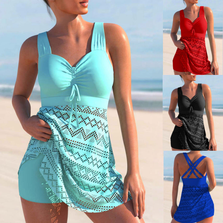 High waist plus size split swimsuit