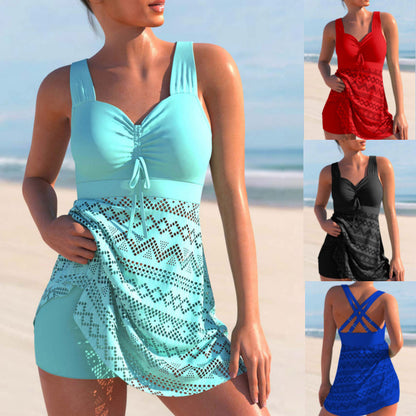 High waist plus size split swimsuit