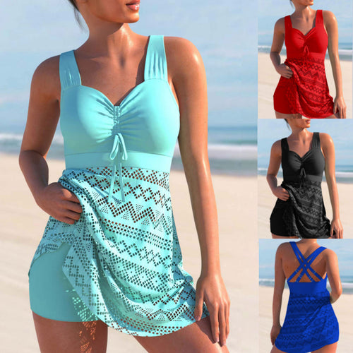 High waist plus size split swimsuit
