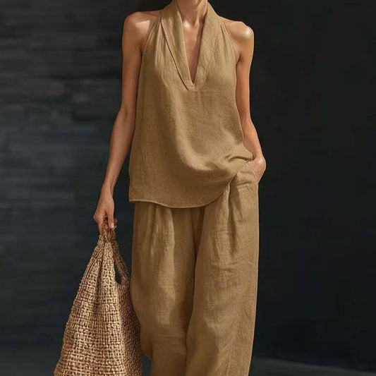 Frida - Conjunto de Lino de Dos Piezas sin Mangas