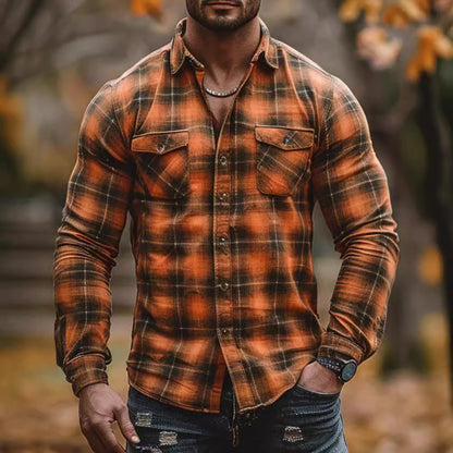Printed and fleece men's pocket shirt