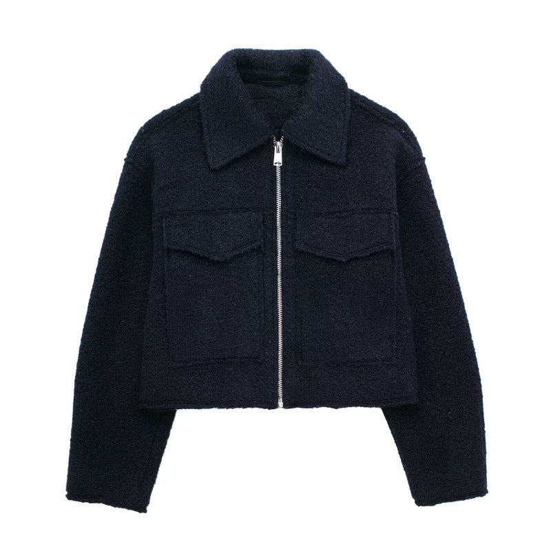 Street style tweed short jacket