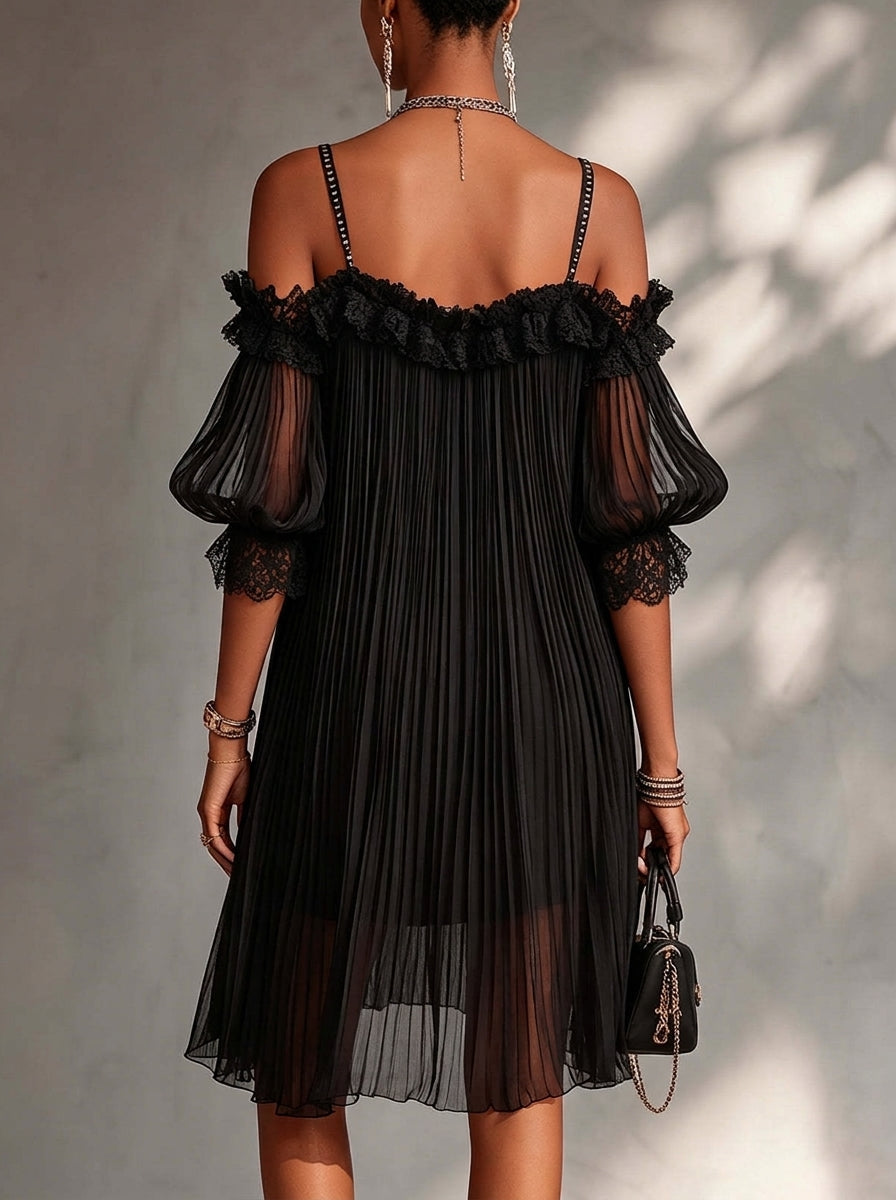 Nuria - Vestido Largo de Gasa con Cuello en V