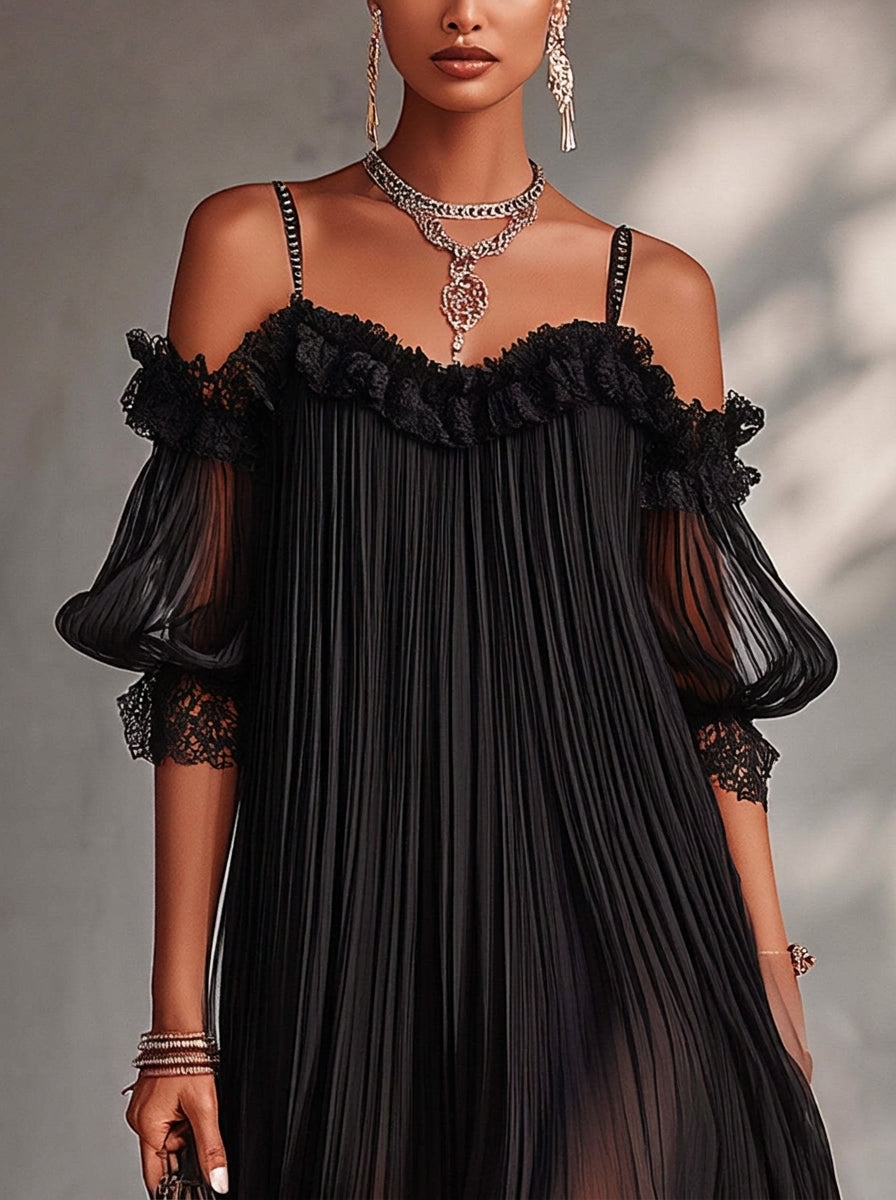 Nuria - Vestido Largo de Gasa con Cuello en V