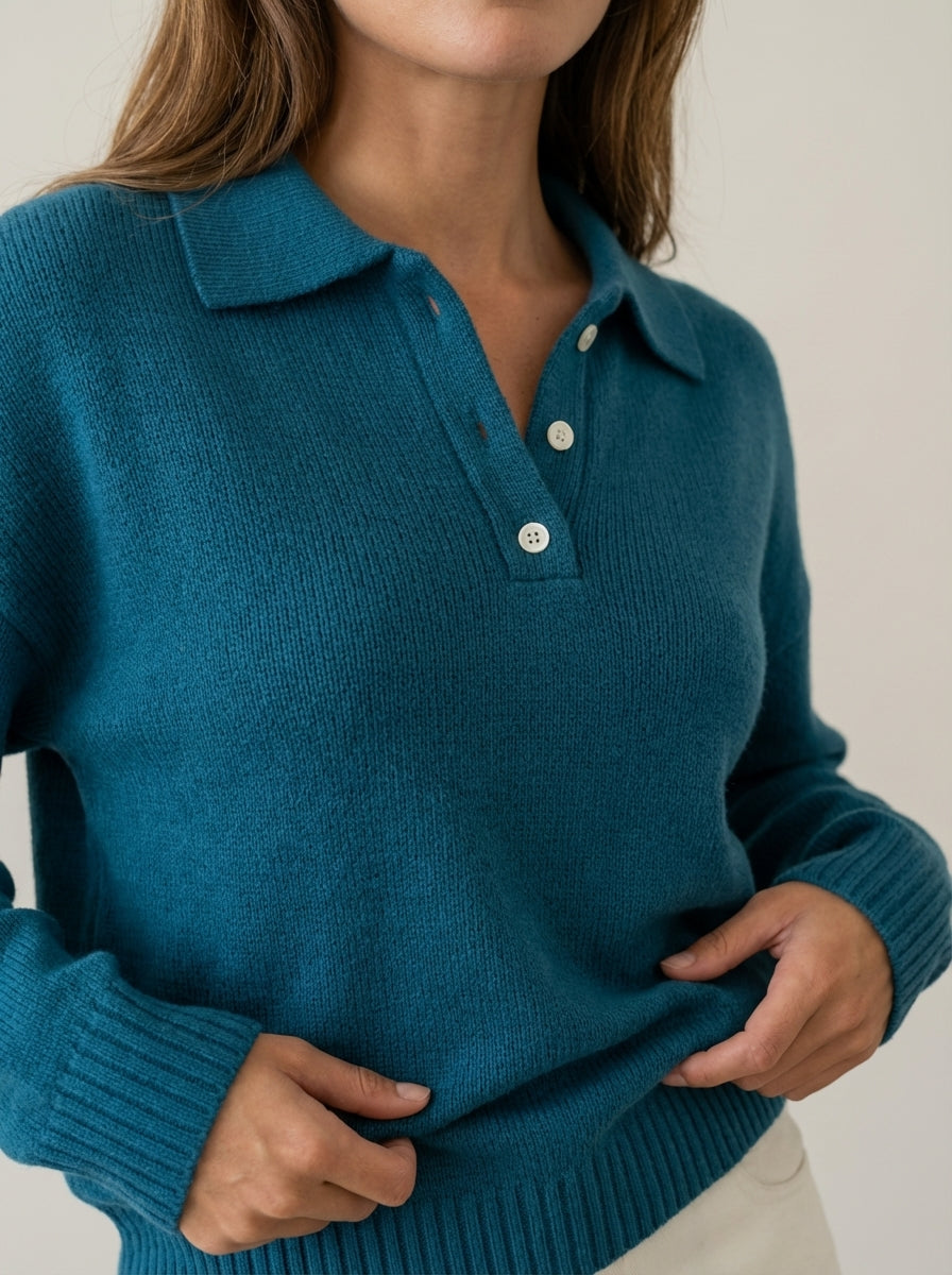 Laura - Jersey de Punto con Cuello Elegante