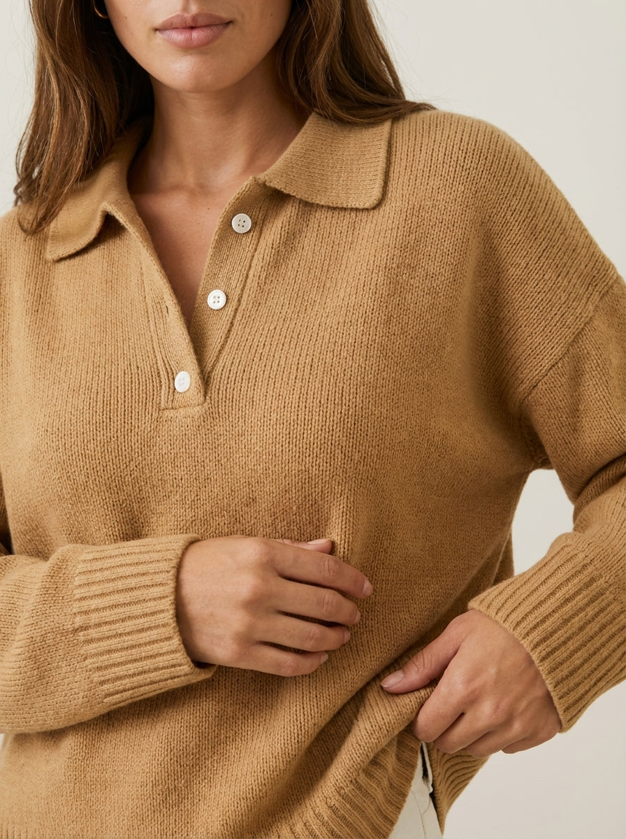 Laura - Jersey de Punto con Cuello Elegante