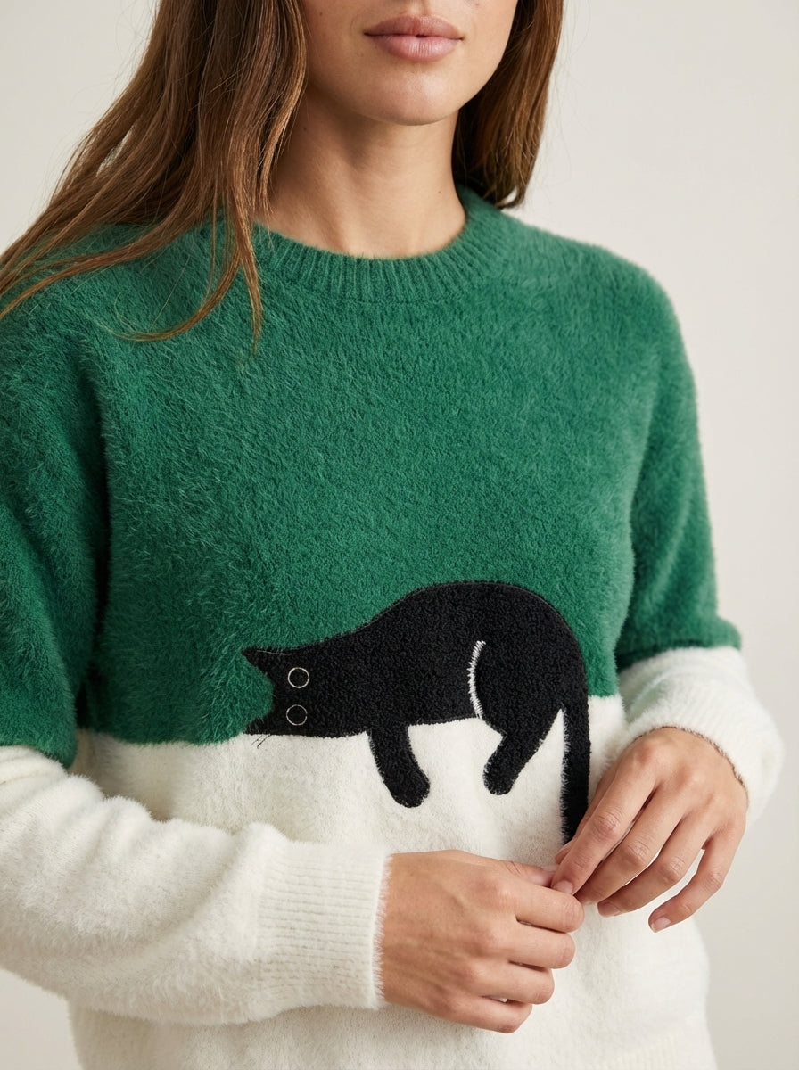 Luna - Sudadera para Mujer con Gráfico de Gato