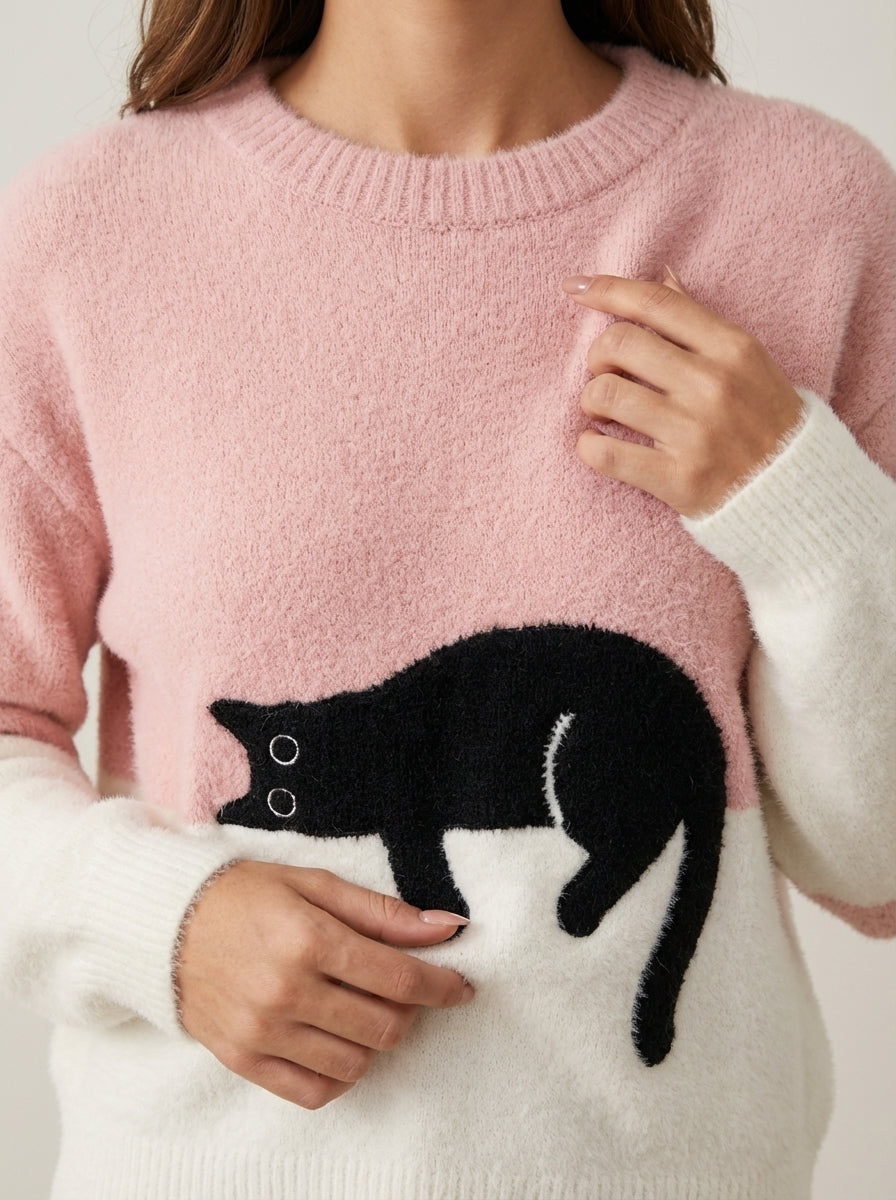 Luna - Sudadera para Mujer con Gráfico de Gato