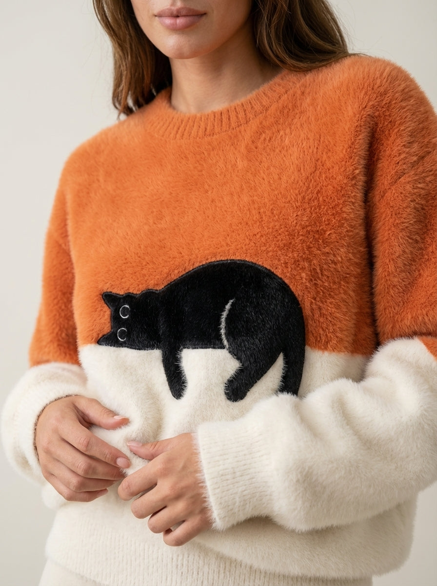 Luna - Sudadera para Mujer con Gráfico de Gato