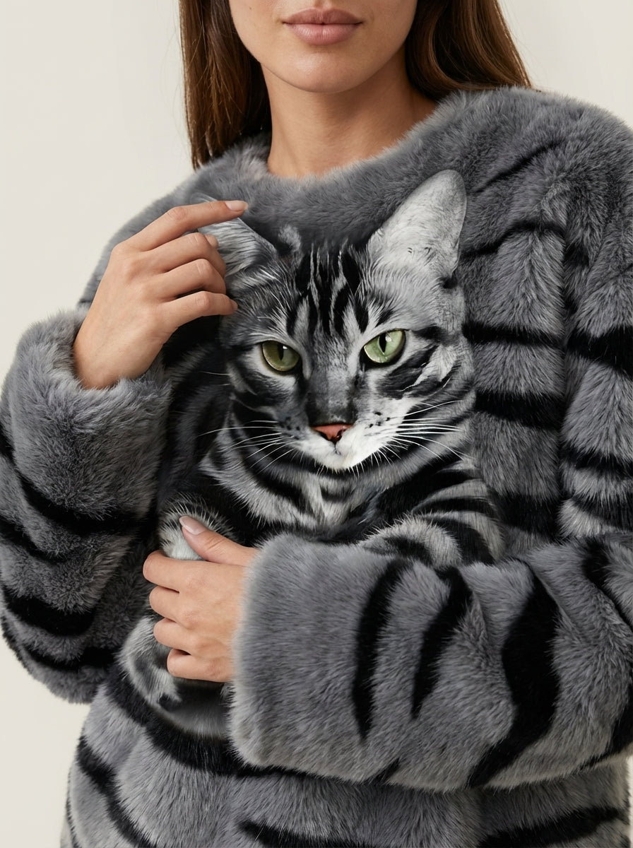 Isabel - Jersey Cálido con Estampado de Gato