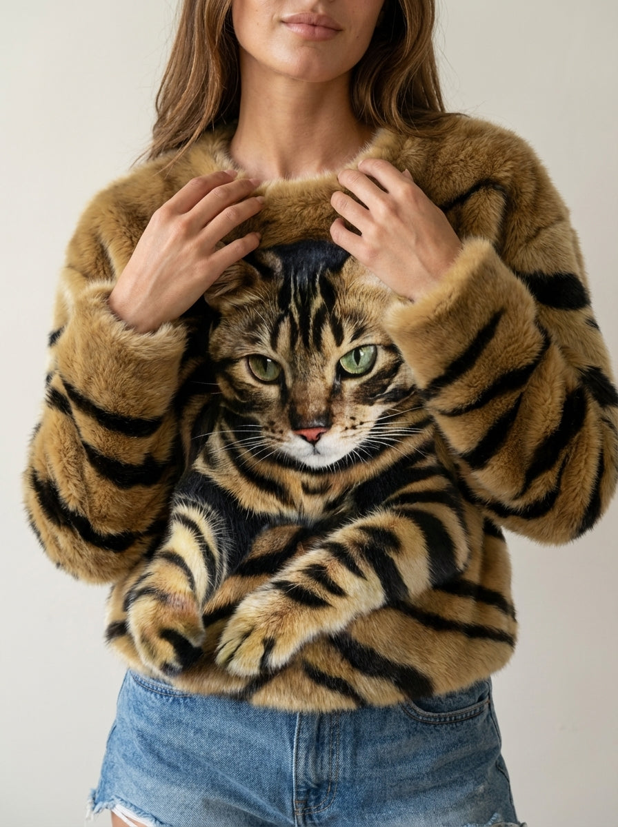 Isabel - Jersey Cálido con Estampado de Gato