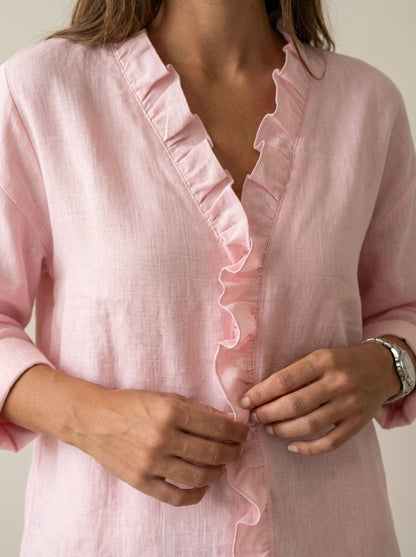 Indie - Blusa con Volantes y Cuello en V