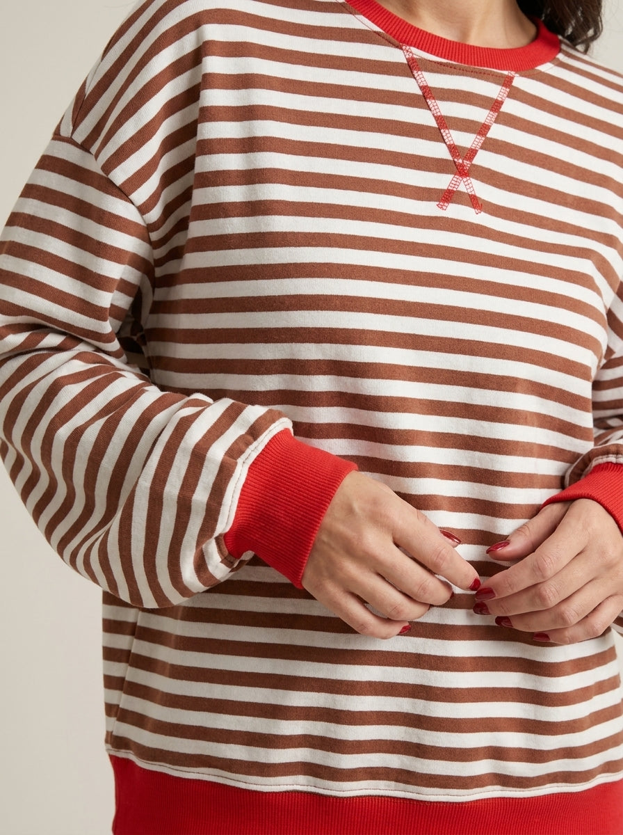 Isabella - Camiseta Manga Larga a Rayas con Cuello Redondo