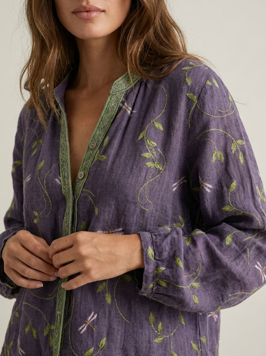 Brianna - Camisa Elegante Vintage con Estampado Floral