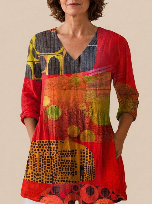 Charo - Blusa Larga con Estampado Llamativo