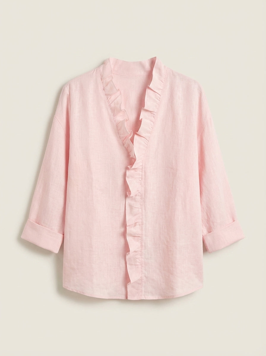 Indie - Blusa con Volantes y Cuello en V