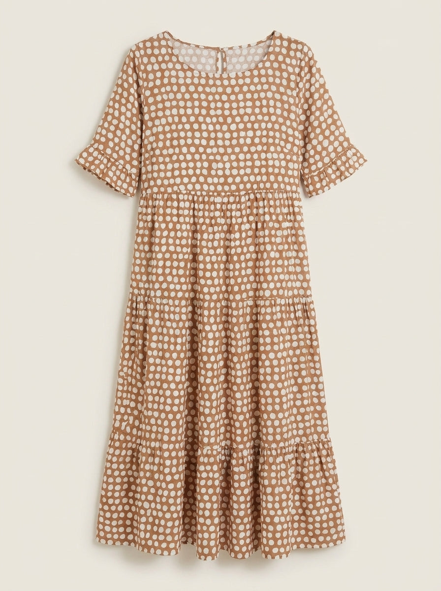 Zara - Vestido Midi de Manga Corta