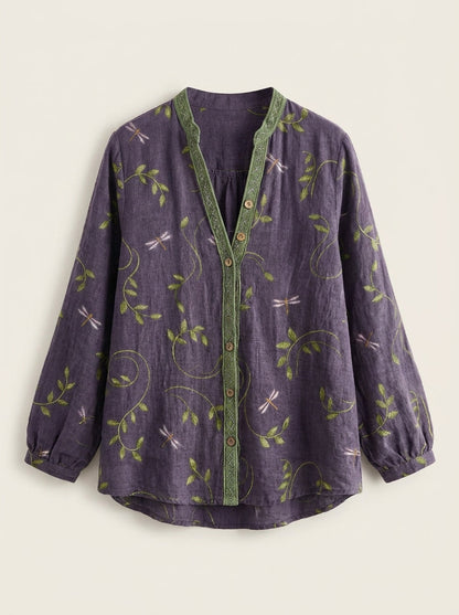 Brianna - Camisa Elegante Vintage con Estampado Floral
