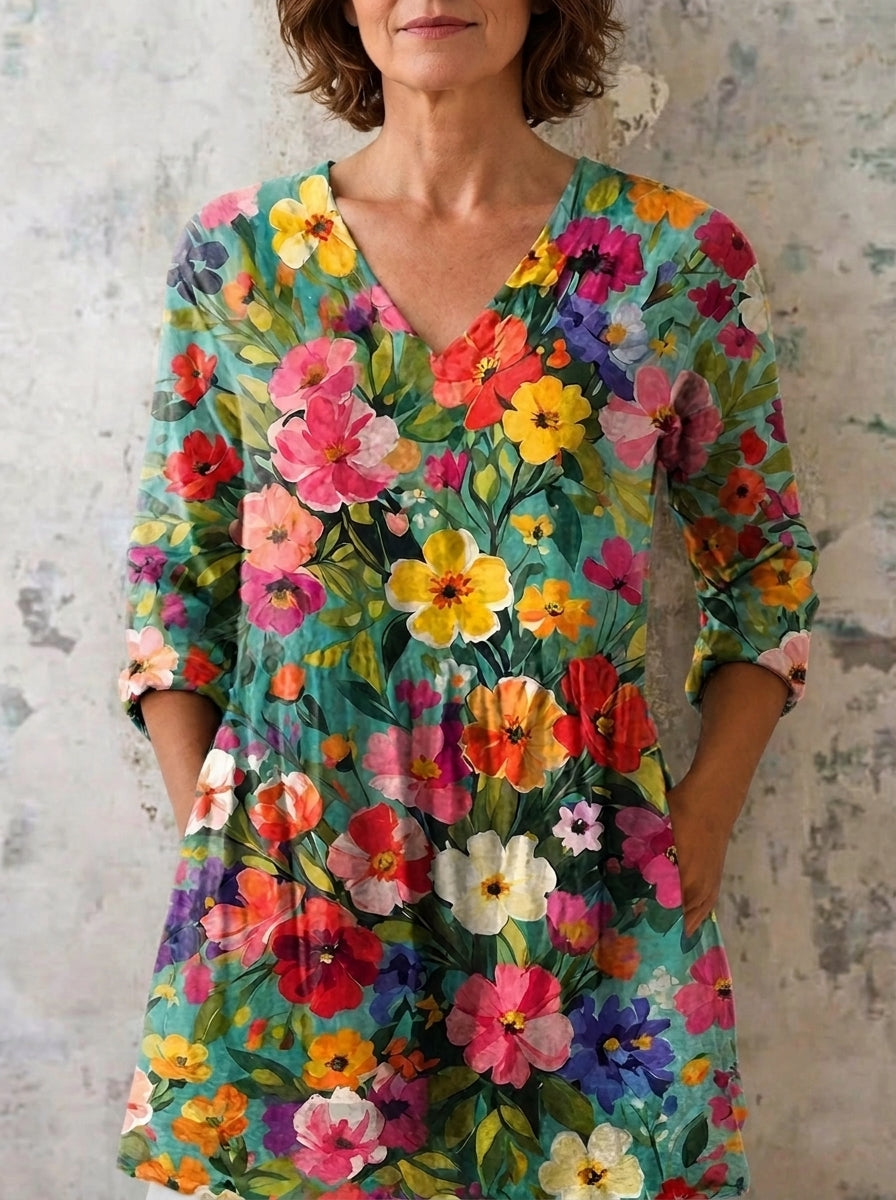 María - Blusa Larga con Estampado Llamativo