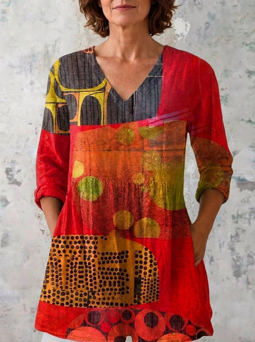 Charo - Blusa Larga con Estampado Llamativo