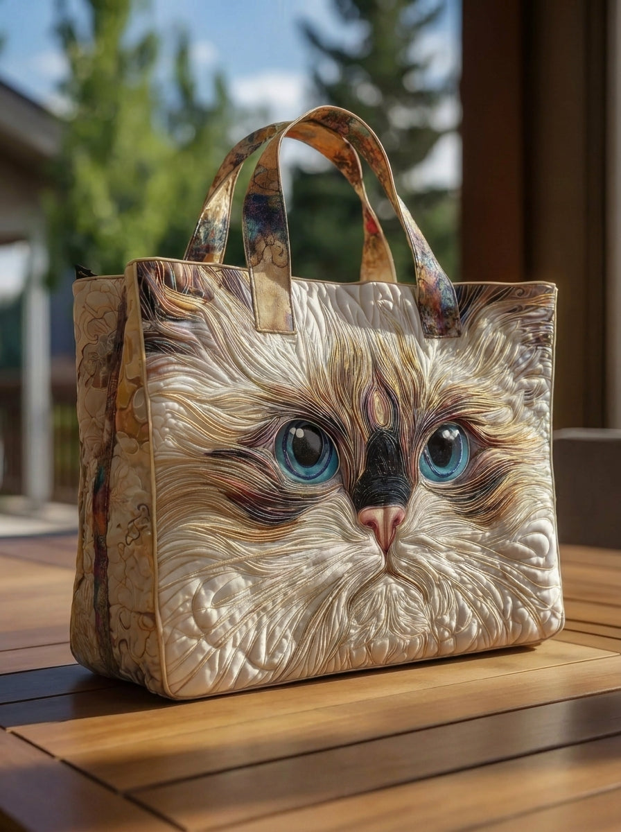 Bolso Artesanal “Gato Blanco de Ojos Azules”