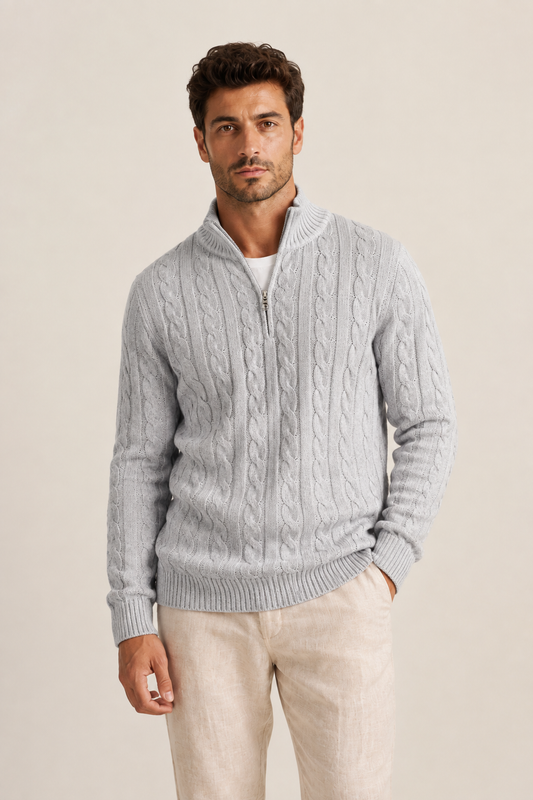 Leo - Jersey de Medio Cuello de Algodón para Hombre