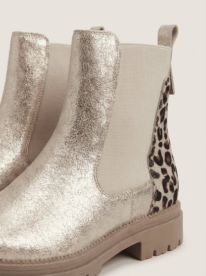 Chelsea Botas Doradas - Detalle Leopardo