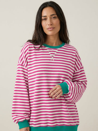 Isabella - Camiseta Manga Larga a Rayas con Cuello Redondo