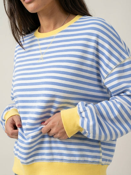 Isabella - Camiseta Manga Larga a Rayas con Cuello Redondo