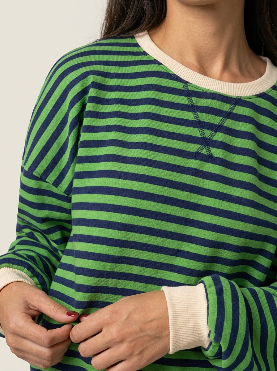 Isabella - Camiseta Manga Larga a Rayas con Cuello Redondo