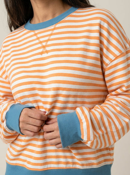 Isabella - Camiseta Manga Larga a Rayas con Cuello Redondo