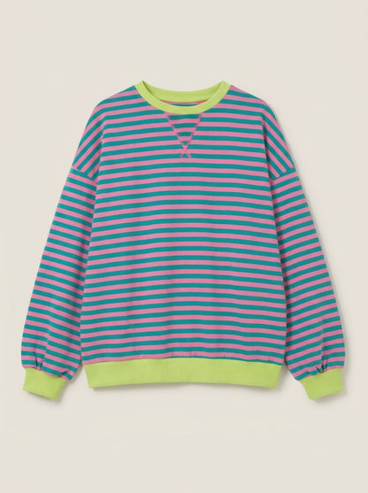 Isabella - Camiseta Manga Larga a Rayas con Cuello Redondo